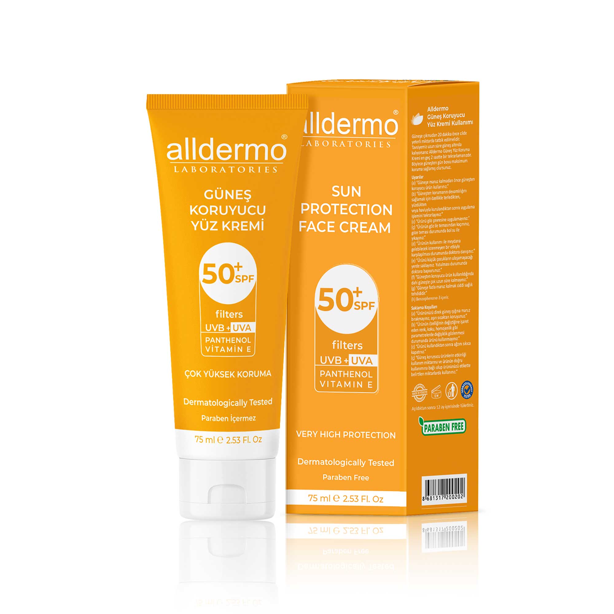 Alldermo Güneş Koruyucu Yüz Kremi Spf 50+ 75ML